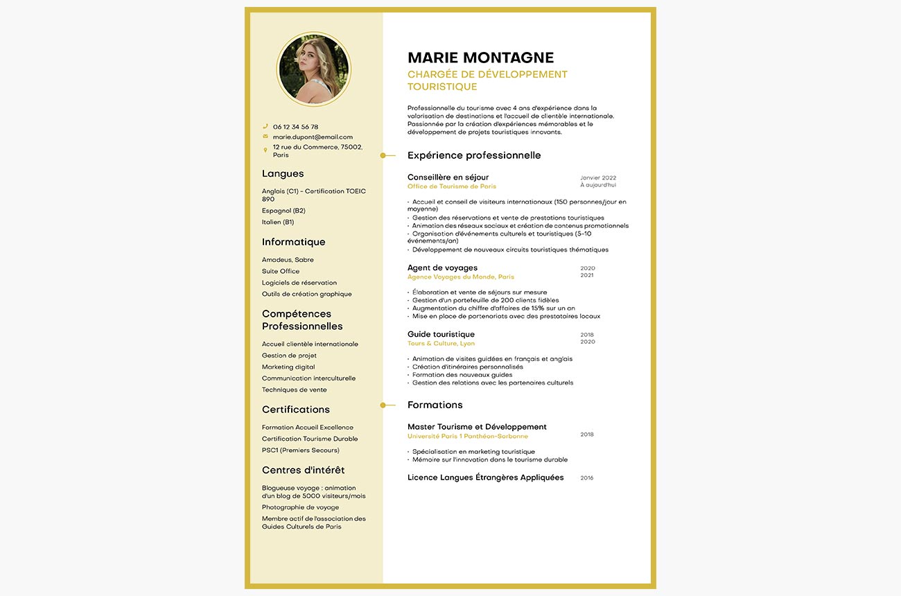 cv tourisme